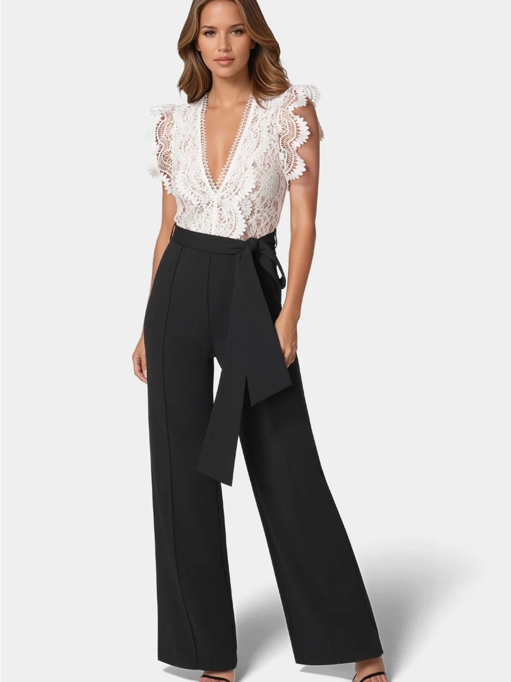 Bebe Ruffle Lace Jumpsuit - Picture 2 of 4